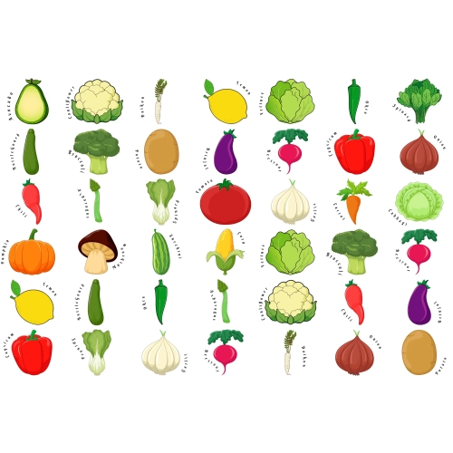 Vegetable Theme Sticker Sheet | 42 Educational Veggie Labels | Kids Learning & Activity Stickers